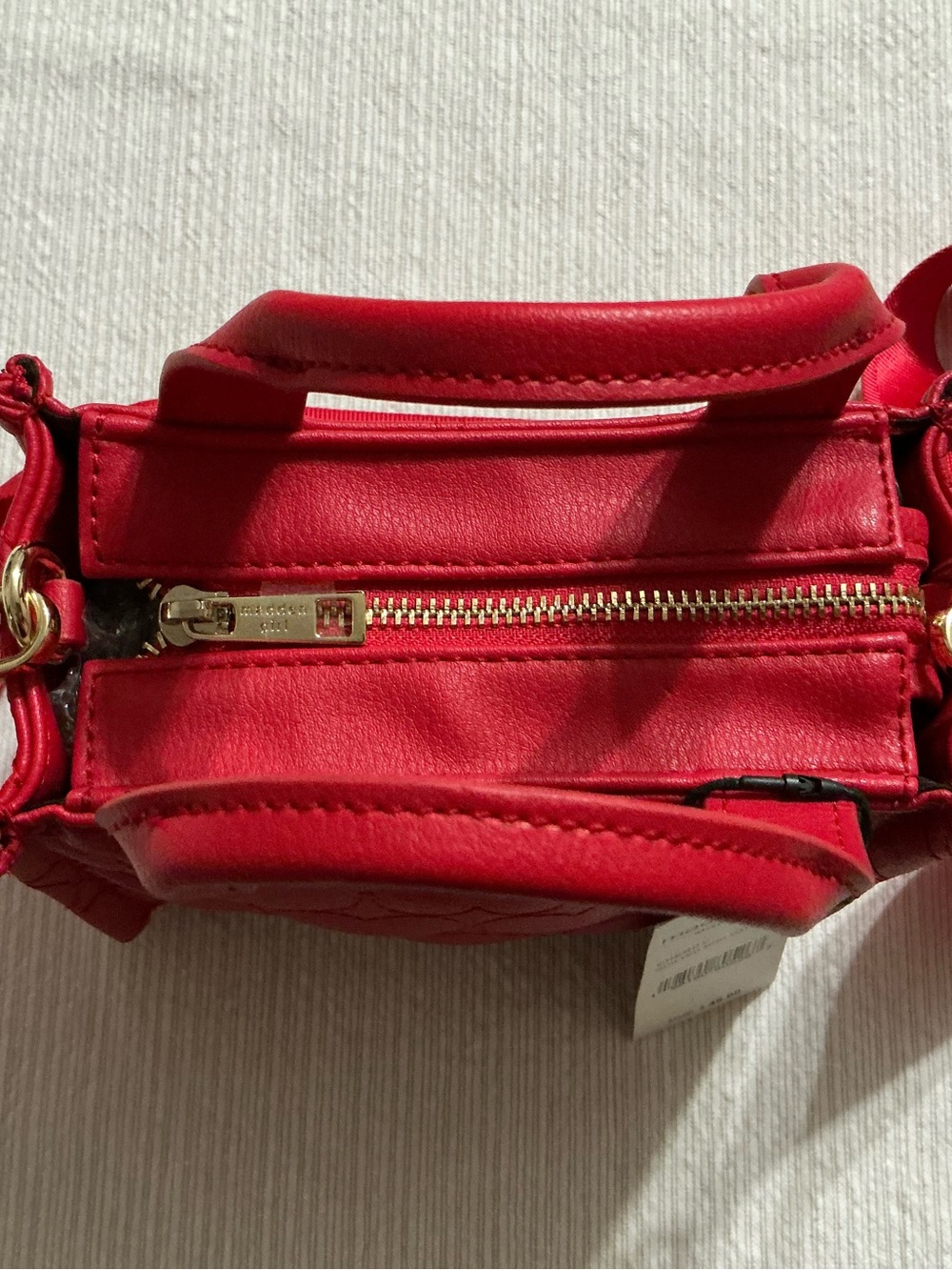 Madden Girl Lacy Quilted Heart Red Mini Tote with Adjustable Strap - Picture 6 of 11
